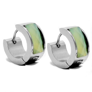 Aros cubanos con piedra blanca tornasol de acero quirúrgico