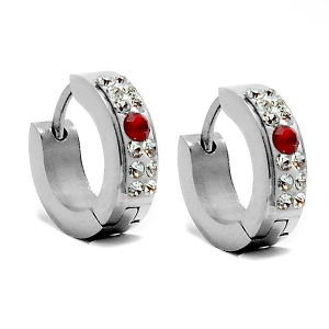 Aros cubanos con cubics blancos y rojo de acero quirúrgico