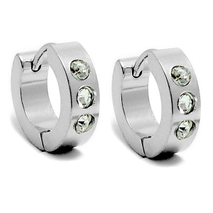 Aros cubanos con cubics blancos de acero quirúrgico