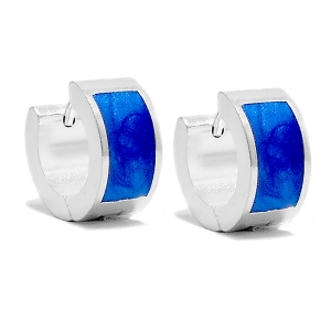 Aros cubanos esmaltados azules de acero blanco