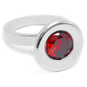 Anillo cono grande con piedra facetada roja de acero quirúrgico