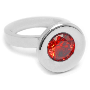Anillo cono grande con piedra facetada naranja de acero quirúrgico