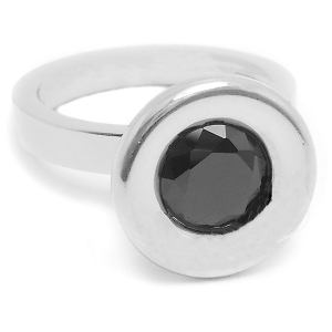 Anillo cono grande con piedra facetada negra de acero quirúrgico