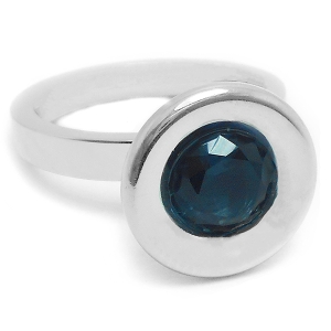 Anillo cono grande con piedra facetada azul de acero quirúrgico