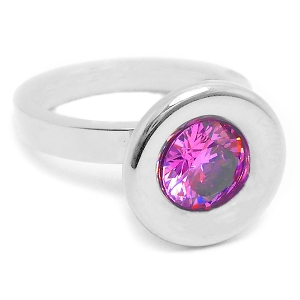 Anillo cono grande con piedra facetada rosa de acero quirúrgico