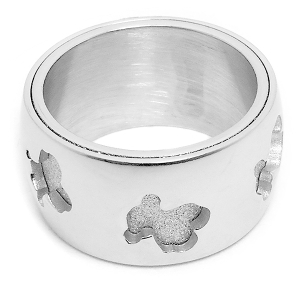 Anillo con ositos arenados de acero quirúrgico