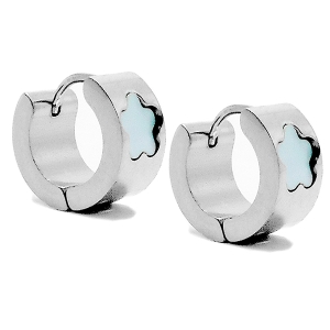 PACK x6 Aros cubanos flor con nácar de acero quirúrgico