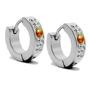 Aros cubanos con cubics blancos y amarillo de acero quirúrgico
