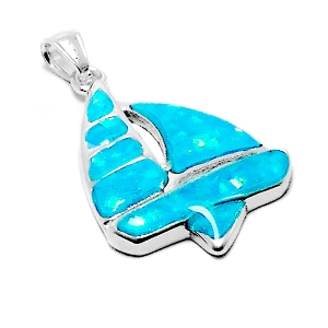 Dije velero con nácar azul de acero blanco