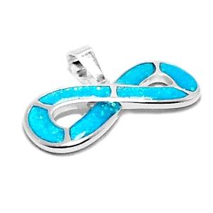 Dije infinito con nácar azul de acero blanco