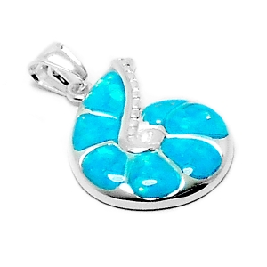 Dije caracol con nácar azul de acero blanco