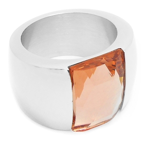 Anillo piedra facetada ámbar de acero quirúrgico