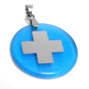 Dije cruz del equilibrio con nácar azul de acero quirúrgico