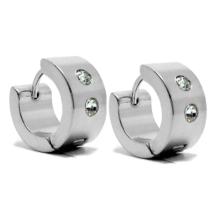 Aros cubanos con cubics blancos de acero quirúrgico 