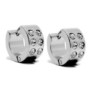 Aros cubanos con cubics blancos de acero quirúrgico