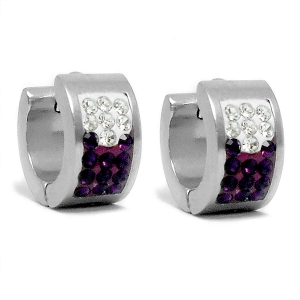 Aros cubanos con cubics blancos y violetas de acero quirúrgico