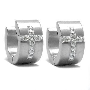 Aros cubanos con cubics blancos de acero quirúrgico