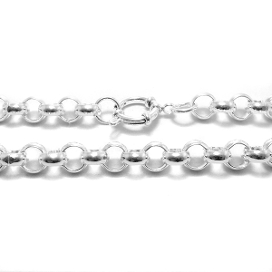 PACK x10 Cadena rolo 8mm 50cm con cierre marinero de acero blanco
