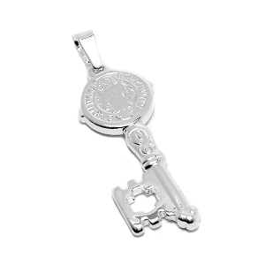 PACK de 5 Dijes llave con San Benito de acero blanco