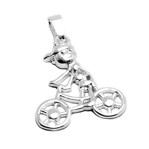 PACK de 5 Dijes nene en bicicleta de acero blanco