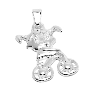 PACK de 5 Dijes nena en bicicleta de acero blanco