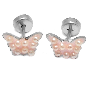 Abridores mariposa con microperlas rosa de acero quirurgico