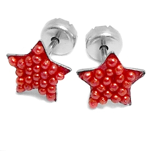 Abridores estrella con microperlas rojo de acero quirurgico