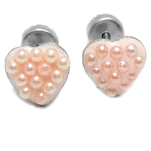 Abridores corazon con microperlas rosa de acero quirurgico