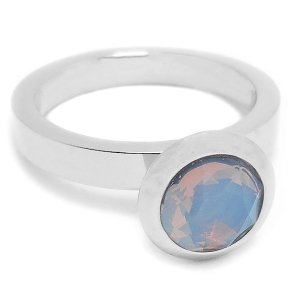 Anillo con piedra facetada ópalo rosa 10mm de acero quirúrgico
