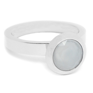 Anillo con piedra facetada ópalo 10mm de acero quirúrgico