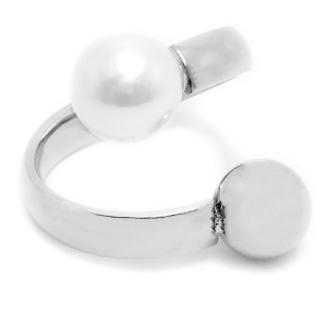 Anillo semi abierto con bolita y perla 8mm de acero quirúrgico