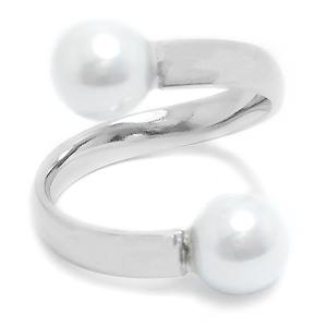 Anillo semi abierto con perlas 8mm de acero quirúrgico