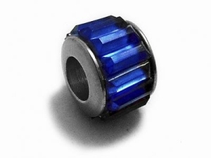 Dije dona con piedra facetada azul de acero quirurgico