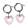 Aros argolla 15mm con dije Corazón Cristal Rosa de Acero Quirúrgico