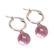 Aros argolla 15mm con dije Bolita Rosa Tornasol de acero blanco