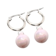 Aros argolla 15mm con dije Bolita Rosa de acero blanco