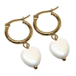 Aros argolla 15mm con dije Corazón Blanco de acero dorado