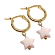 Aros argolla 15mm con dije estrella Rosa de acero dorado