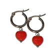 Aros argolla 15mm con dije corazón Rojo de acero quirúrgico