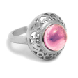 Anillo corazones calados con piedra rosa de acero quirúrgico