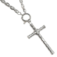 Conjunto Cadena Simil Turbillón 5mm x 50cm c/Cierre Marinero y dije Dije Cruz tramada Alt.: 65mm incl. drop de Acero Blanco