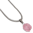 CONJUNTO Cadena laila 1.8mm 45cm y Dije Flor esmaltada Rosa Alt: 25mm incl drop de acero quirúrgico