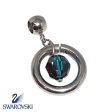 Dije Argolla con Piedra Verde Petróleo de Cristal Swarovski Genuino colgante y Pasante de acero quirúrgico Alt: 30mm incl. argolla 