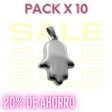 PACK de 10 Dijes mano de Fátima inflado de acero quirúrgico Alt: 45mm incl. drop