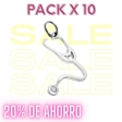 PACK de 10 Dijes estetoscopio de acero quirúrgico Alt: 42mm incl. drop