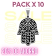 PACK de 10 Dijes Mano de Fátima esmaltada de acero quirúrgico Alt: 45mm incl. drop