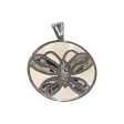 Dije Mariposa con Nácar cubierto en resina de acero quirúrgico Alt:41mm incl. argolla