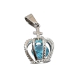 Dije Corona Calada con Cubic Zirconia celeste de Acero Quirúrgico Alt: 27mm incl. drop