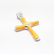 DIJE CRUZ ESMALTADA naranja EN ACERO BLANCO