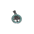 Dije árbol de la vida calado con guarda esmalte turquesa y nácar de acero quirúrgico Alt: 30mm incl. argolla